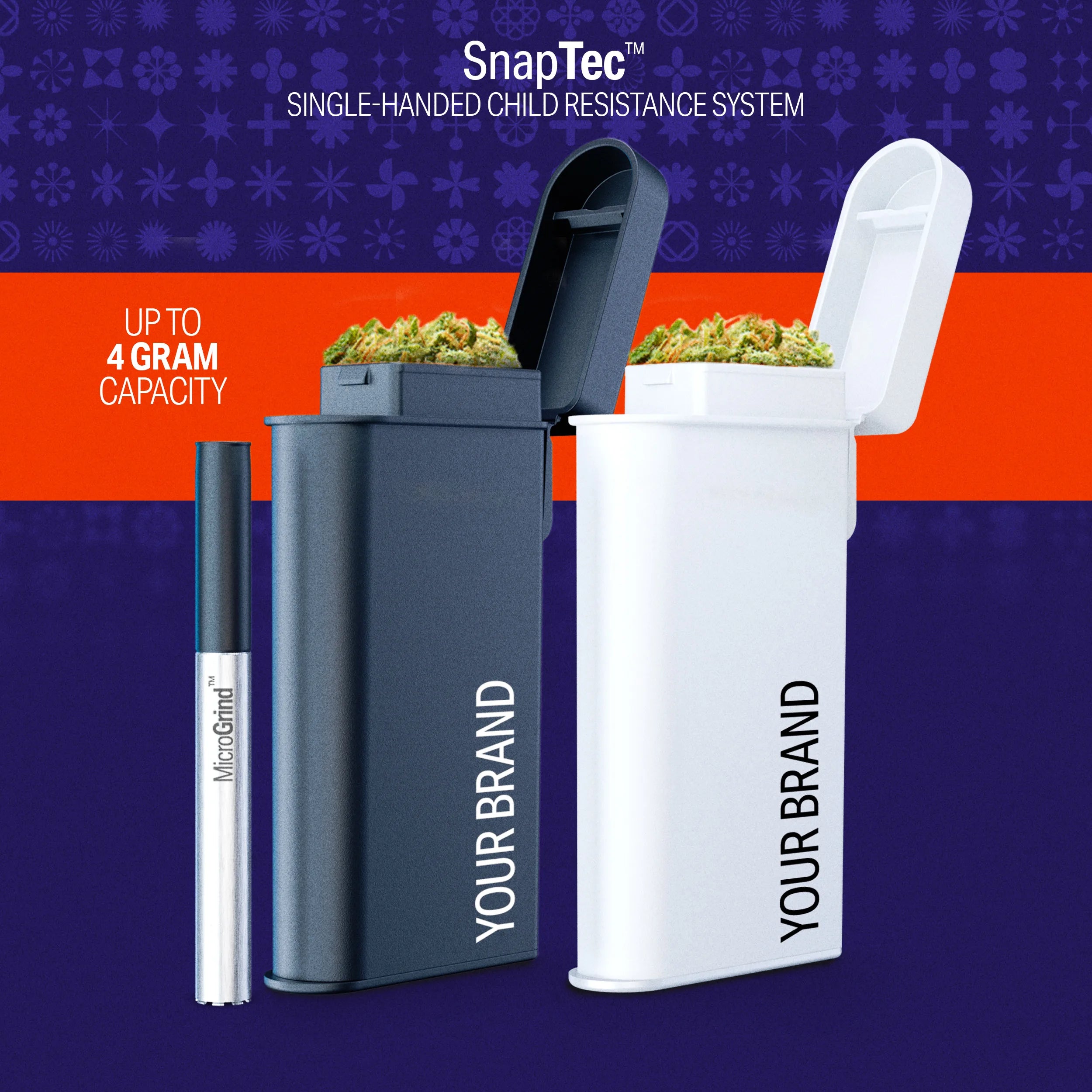 SNAP Pack, cannabis packaging, child resistant, custom dugout + one hitter box
